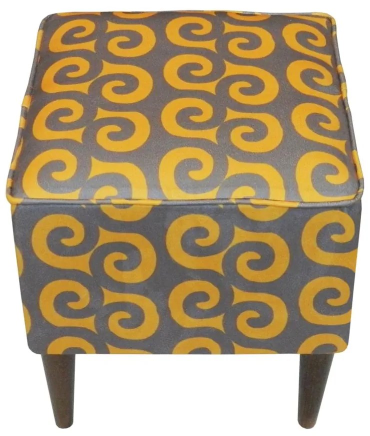 Puff Quadrado Milão Suprema em Suede com Pés Palito - Egípcia Laranja