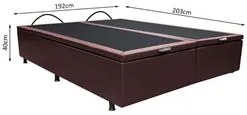 Base Box Baú para Cama Casal King 192x203cm Bipartido Liz S05 Sintétic