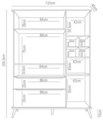 Guarda Roupa Infantil 100% MDF 3 Portas Pés Retrô Mel Z39 Cinza - Mpoz