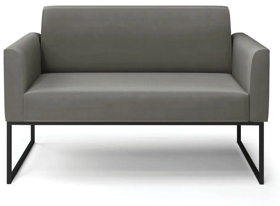 Sofá Namoradeira Base Industrial Preto Marisa Suede Grafite D03 - D'Rossi