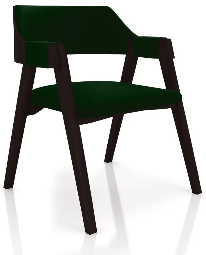 Conjunto Mesa de Jogos Carteado Bellagio Tampo Reversível e 4 Cadeiras Madeira Poker Base Estrela Veludo Verde/Tabaco G42 - Gran Belo