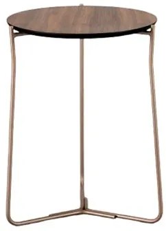 Mesa Lateral Svelte Baixa Tampo Nogueira Base Champagne - 78339 Sun House