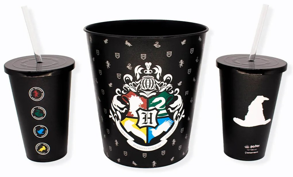 Kit Almofada Porta Pipoca Harry Potter Hogwarts Casas