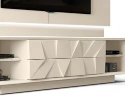 Rack Bancada com Painel TV até 75 Pol. Gavetas 3D Pirâmide Colone Crem