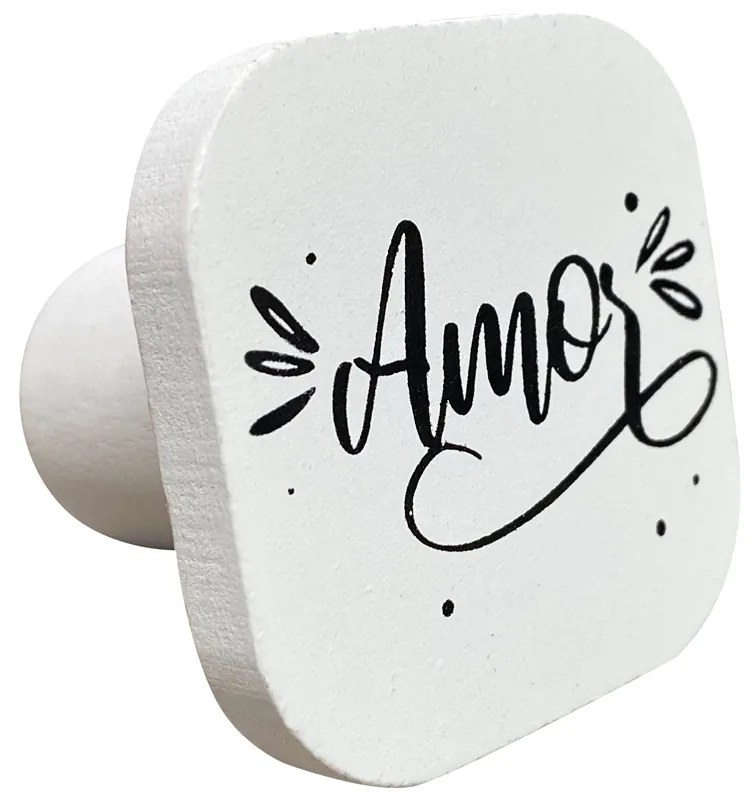 Gancho Suporte Decorativo de madeira Amor Branco 6x6x5 cm - D'Rossi