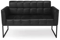 Sofá Namoradeira e 2 Poltronas Base Industrial Preto Ana Sintético PU