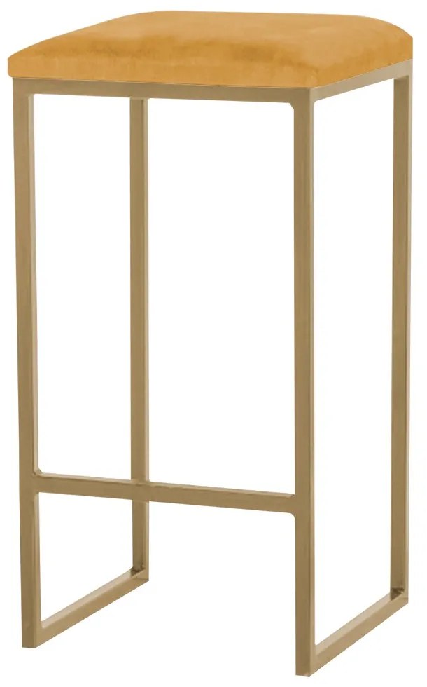 Banqueta Decorativa Billie Base Gold Suede Mostarda G41 - Gran Belo