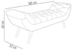Puff Recamier Calçadeira 160cm Pés Palito Madeira Venêto Z37 Boucle Cr