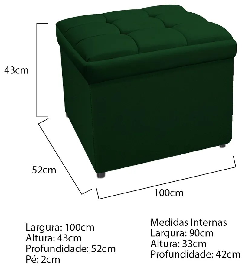 Calçadeira Copenhague 100 cm Solteiro Suede Verde - ADJ Decor