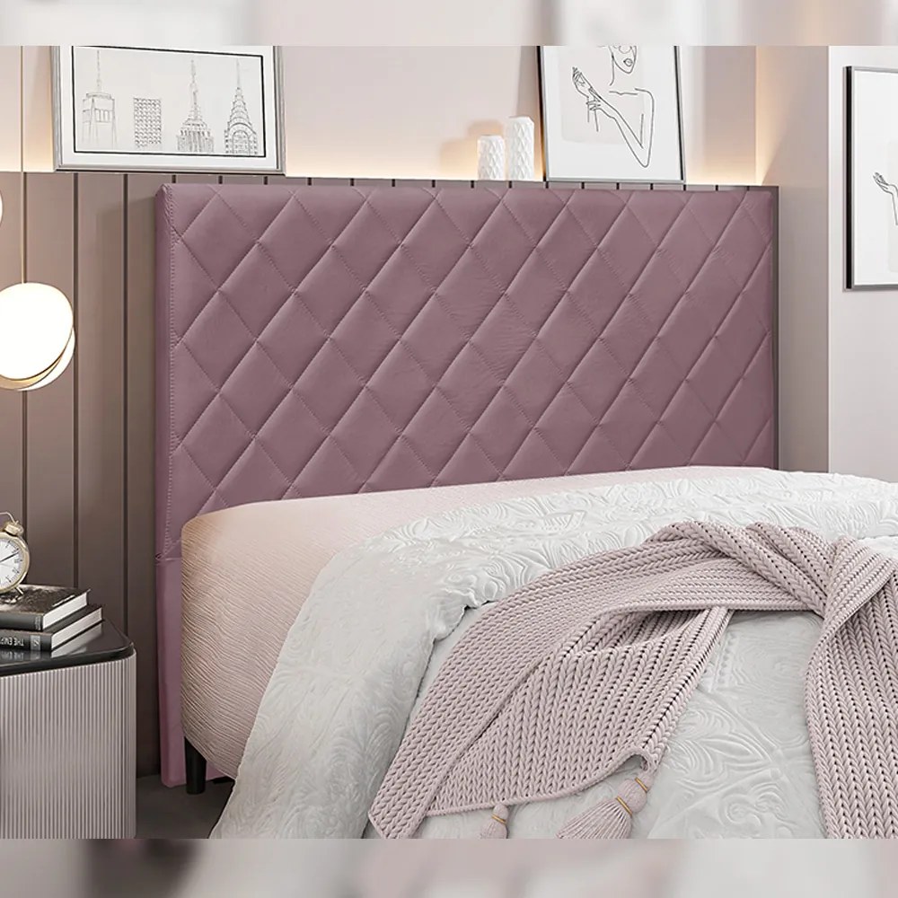 Cabeceira Decorativa 1,40M Baelon Veludo Uva G63 - Gran Belo