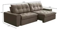 Sofá Retrátil Reclinável 3 Lugares 250cm Argon F05 Veludo Castor - Mpo