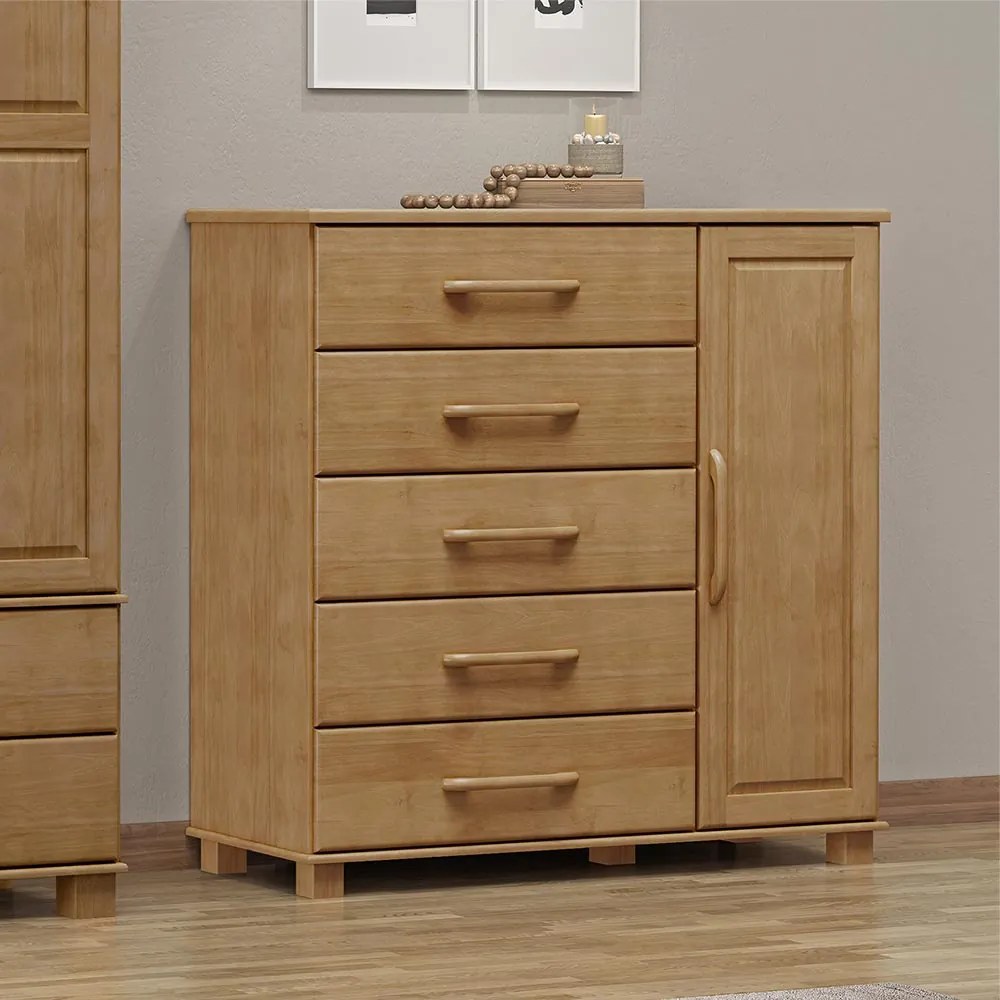 Cômoda Decorativa Madeira Maciça Naipe 5 Gavetas Freijó - G74 - Gran Belo