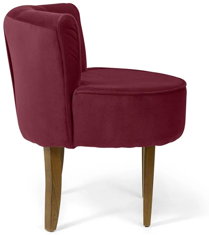 Kit 02 Poltronas Decorativas Sala de Estar Base de Madeira Ayla Veludo Marsala G15 - Gran Belo