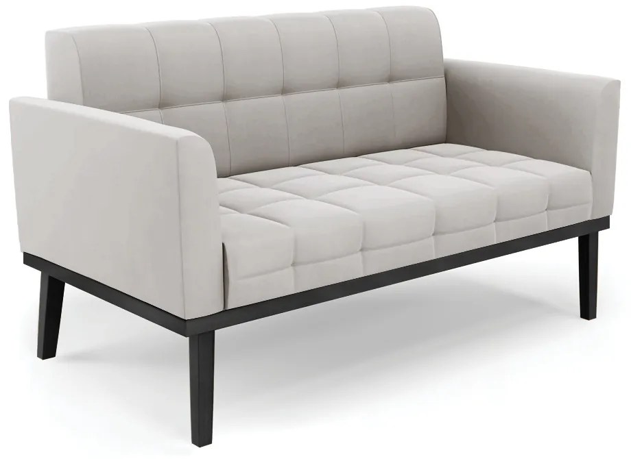 Poltrona Namoradeira Decorativa Karen Pés Fixo em Madeira Preto Veludo Cinza G19 - Gran Belo
