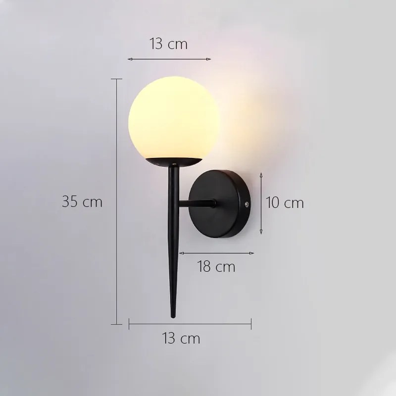 Arandelas Luminária de parede interna, abajur de vidro moderno minimalista com base e27 para decoração de loft, quarto e escada - Modelo-A12 - Lâmpada de LED