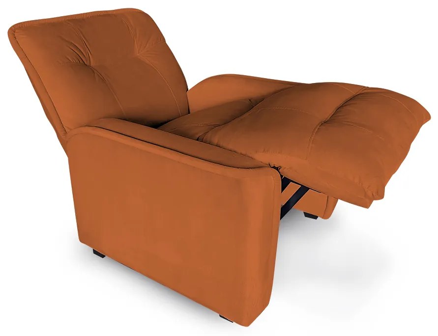 Poltrona do Papai Reclinável Orion Veludo Terracota - Sheep Estofados - Laranja