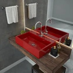 Cuba Pia De Apoio Para Banheiro Retangular Florenza RT55 Vermelho C08