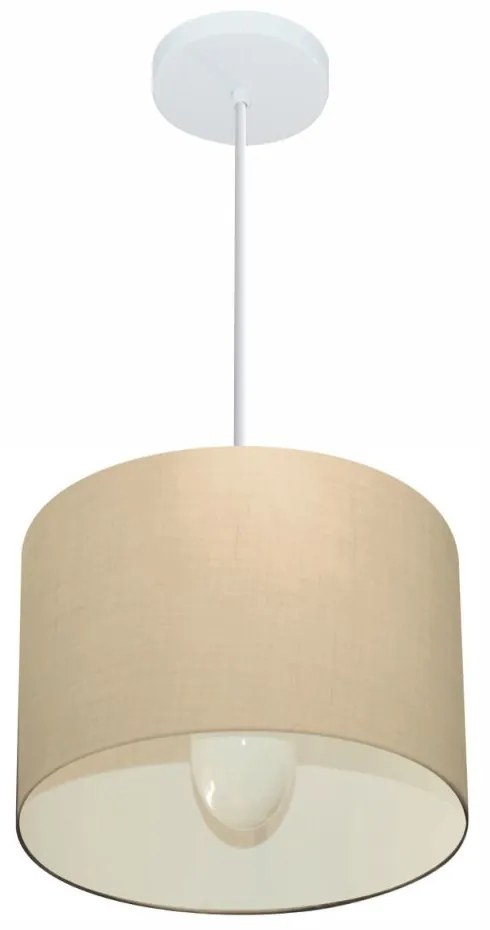 Lustre Pendente Cilíndrico Md-4113 Cúpula em Tecido 30x25cm Algodão Crú - Bivolt