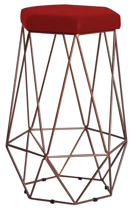 Banqueta Decorativa Rubel Base Bronze Suede Vermelho G41 - Gran Belo