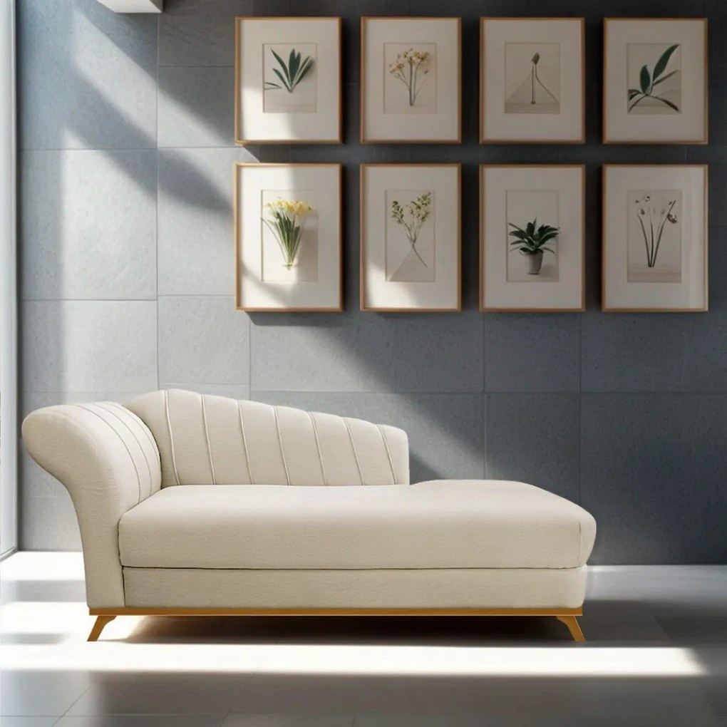 Recamier Vanessa 185cm Lado Direito Corano Bege - ADJ Decor
