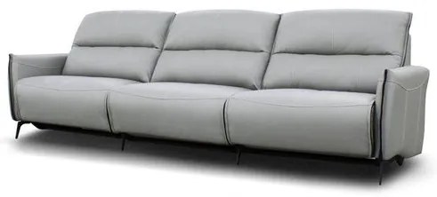 Sofá Austin Reclinável 3 Lugares Couro Cinza Claro Pés Em Aço 367cm - 69531 Sun House