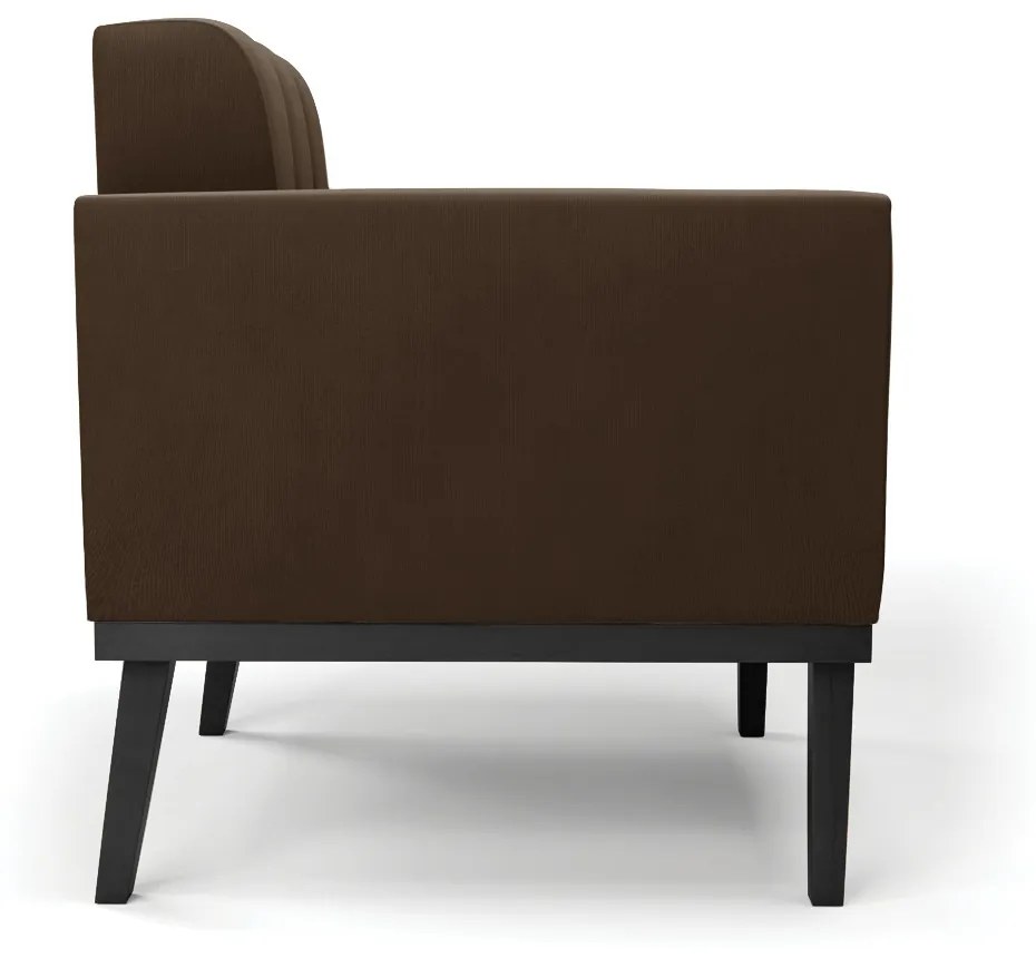 Poltrona Base de Madeira Fixa Preto Elisa Suede D03 - D'Rossi - Marrom