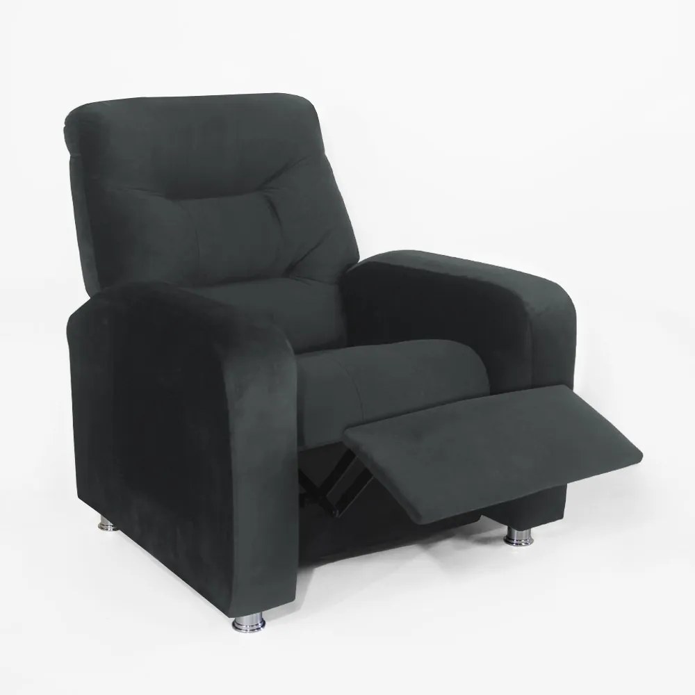 Poltrona Do Papai Reclinável Madri Suede Cinza
