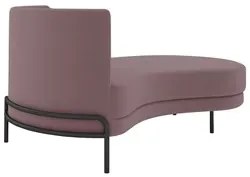 Chaise Longue Divã 164cm Braço Esquerdo Logus D06 Veludo Rosê - Mpozen