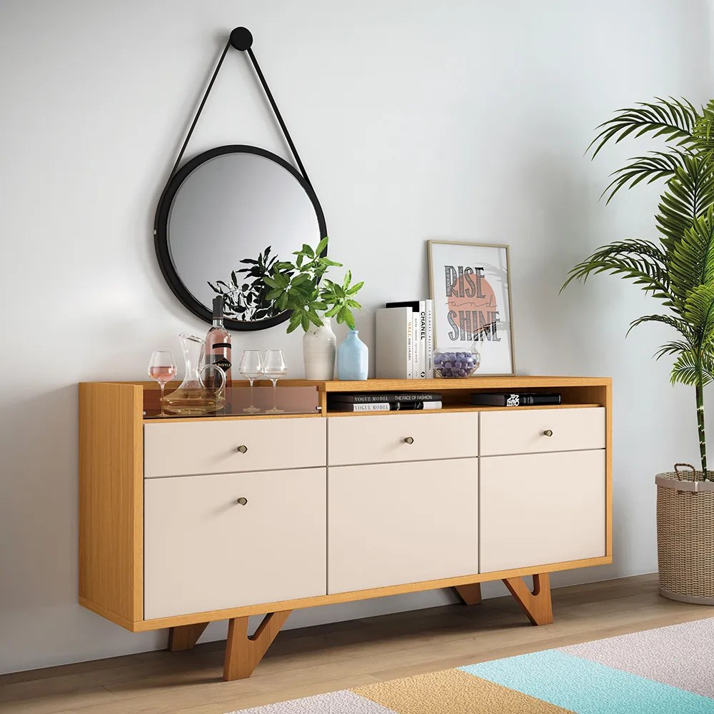 Balcão Aparador Buffet 2 Portas Emili Cinamomo/Off White H01 - D'Rossi