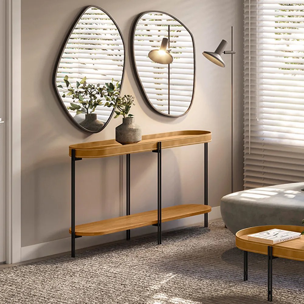 Buffet Aparador Isi Nature Fosco e Couro Caramelo 139x79 cm L04 - D'Rossi