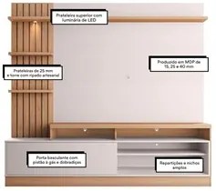 Estante Home Theater para TV até 65 Pol. Maceió Freijó/Off White - Col