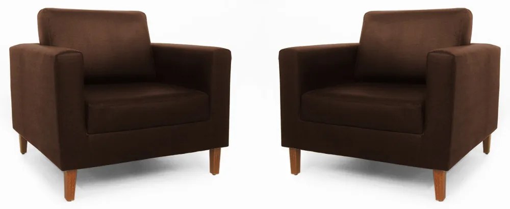 Conjunto 2 Poltrona Decorativa Gabriela Suede Marrom