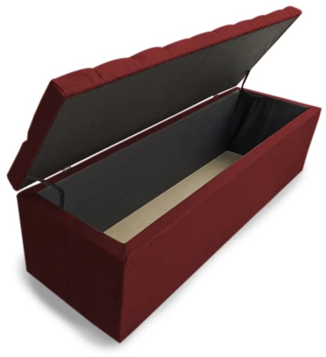 Calçadeira Baú Solteiro 100cm Nicole Capitonê Suede Bordô - Sheep Estofados - Vermelho escuro