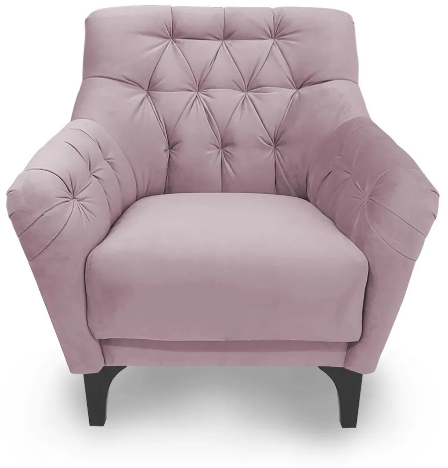 Poltrona Decorativa Roma Botonê Pés Madeira Veludo Rosa - Sheep Estofados - Rosa