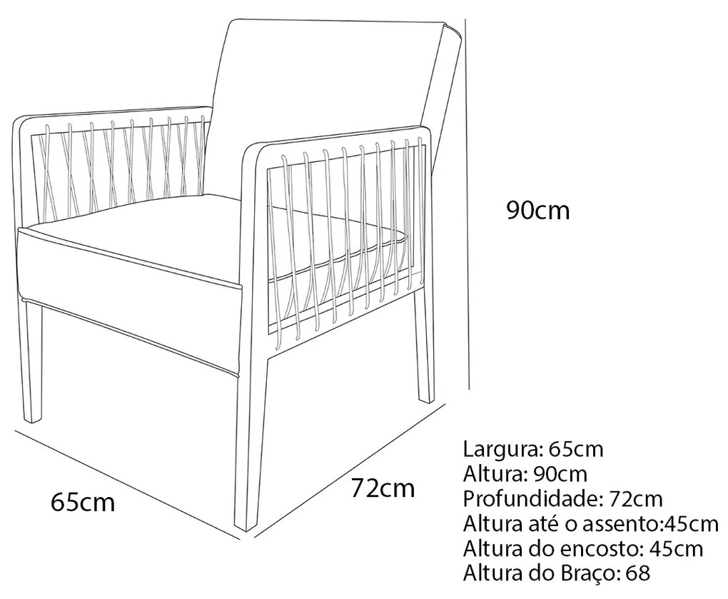 Poltrona Havaí SPZ Decorativa Sala Linho - ADJ Decor