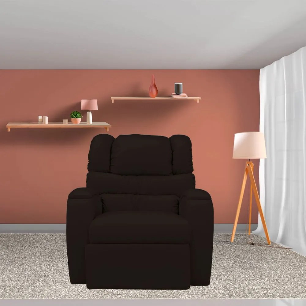 Poltrona do Papai Reclinável Zero Wall com Gatilho Oasis PU Sintético Marrom G23 - Gran Belo