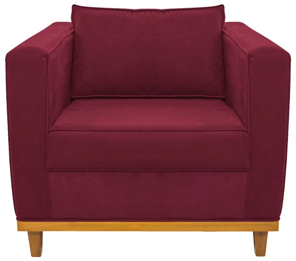 Poltrona Decorativa Europa Suede Bordô ADJ Decor