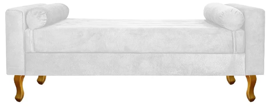 Recamier Félix Casal 140cm Suede Branco - ADJ Decor