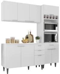 Armário de Cozinha Com Tampo CP02 180cm Pérola Branco Z34 - Mpozen