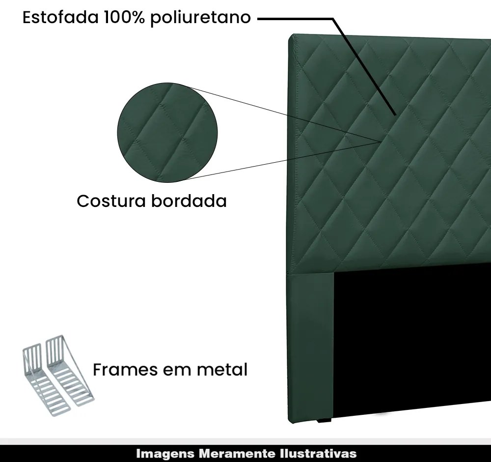 Cabeceira Decorativa 1,40M Baelon Veludo Verde Floresta G63 - Gran Belo