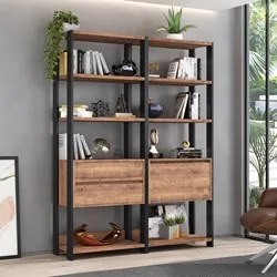 Estante Livreiro 1 Porta 2 Gavetas Estilo Industrial Chess F04 Preto/S