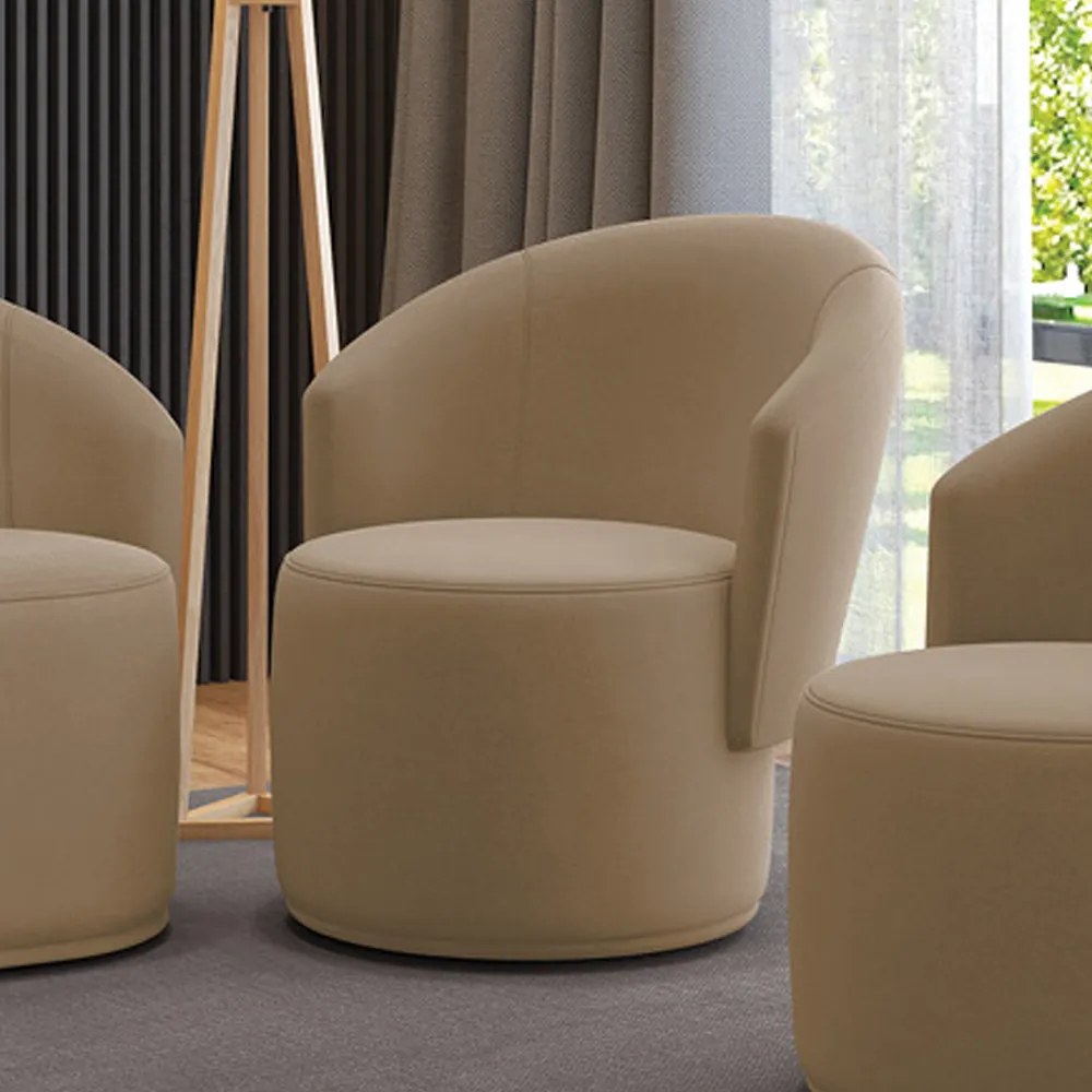 Poltrona Decorativa Orgânica Fixa para Sala Malu Suede M11 - D'Rossi - Marrom Rato