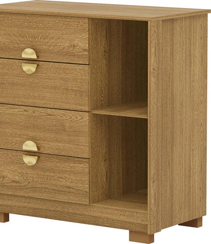 Cômoda Quarto 95cm com Espelho 1 Porta Kenia V01 - D'Rossi - Naturale