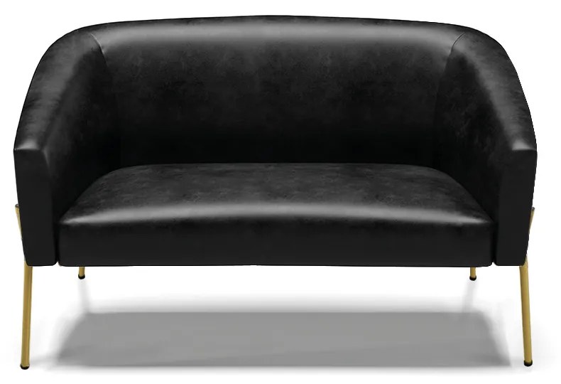 Sofá 2 Lugares Namoradeira Pé de Ferro Dourado Stella Sintético PU D03 - D'Rossi - Preto