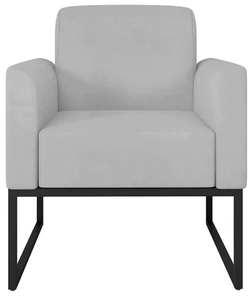 Poltrona Decorativa Isabella Base Industrial Suede Cinza/Preto G19 - Gran Belo