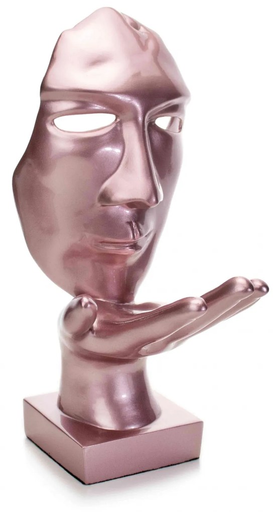 Máscara Sopro Decorativa Rosa Fosco Em Cerâmica 35cm B02 - D'Rossi