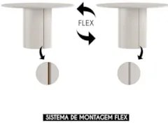 Mesa de Jantar Redonda 135cm 6 Lugares Flex Zuni Off N02 - Mpozenato -