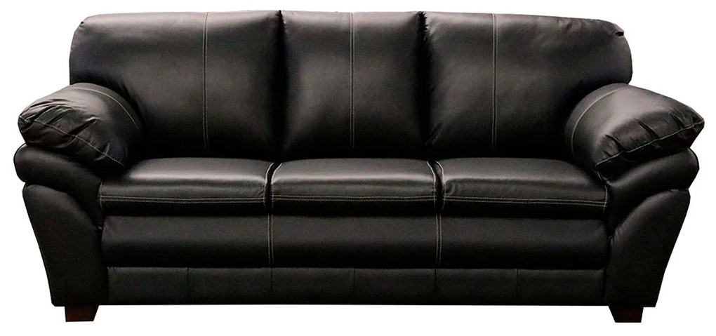 Sofá de Couro 3 Lugares Paris 216cm M06 Cor Preto 450 - ADJ DECOR