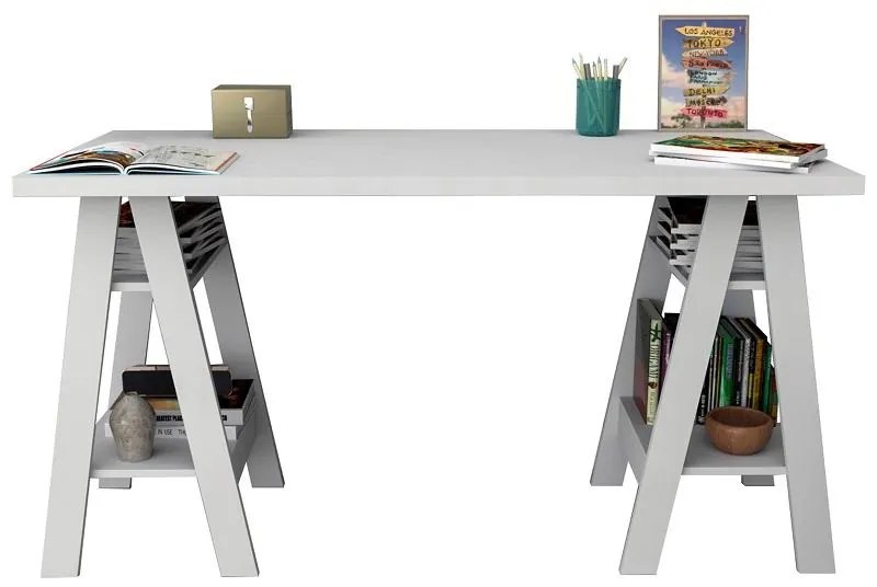 Mesa Mesinha Escrivaninha Cavalete Home Office Branco