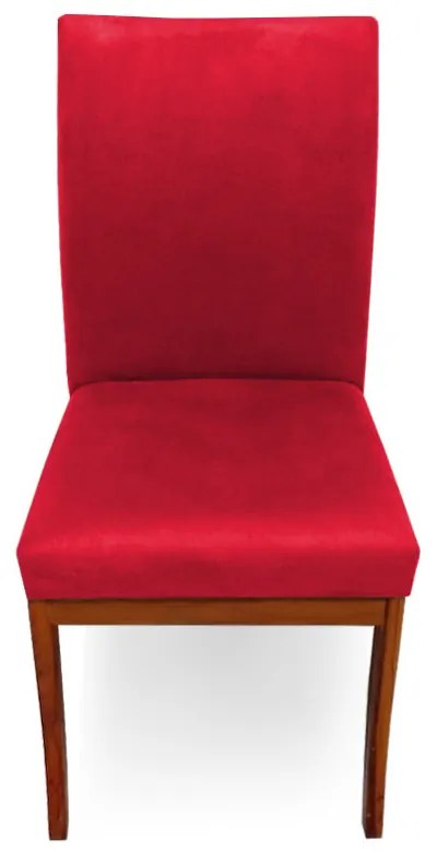 Cadeira Raquel para Sala de Jantar Base de Eucalipto Suede Vermelho